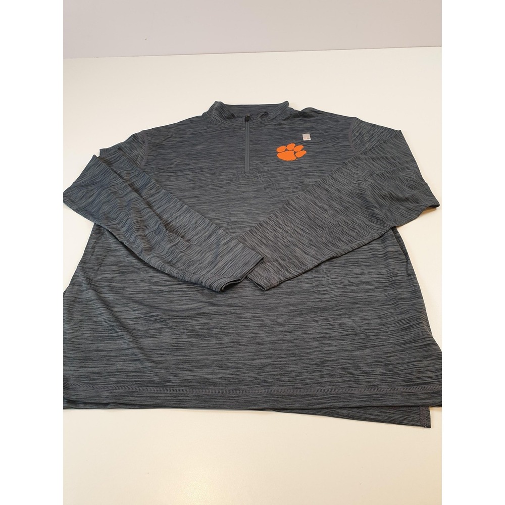 Clemson Tigers Pullover Mens Large Gray NCAA Football Quarter Zip Long Sleeve